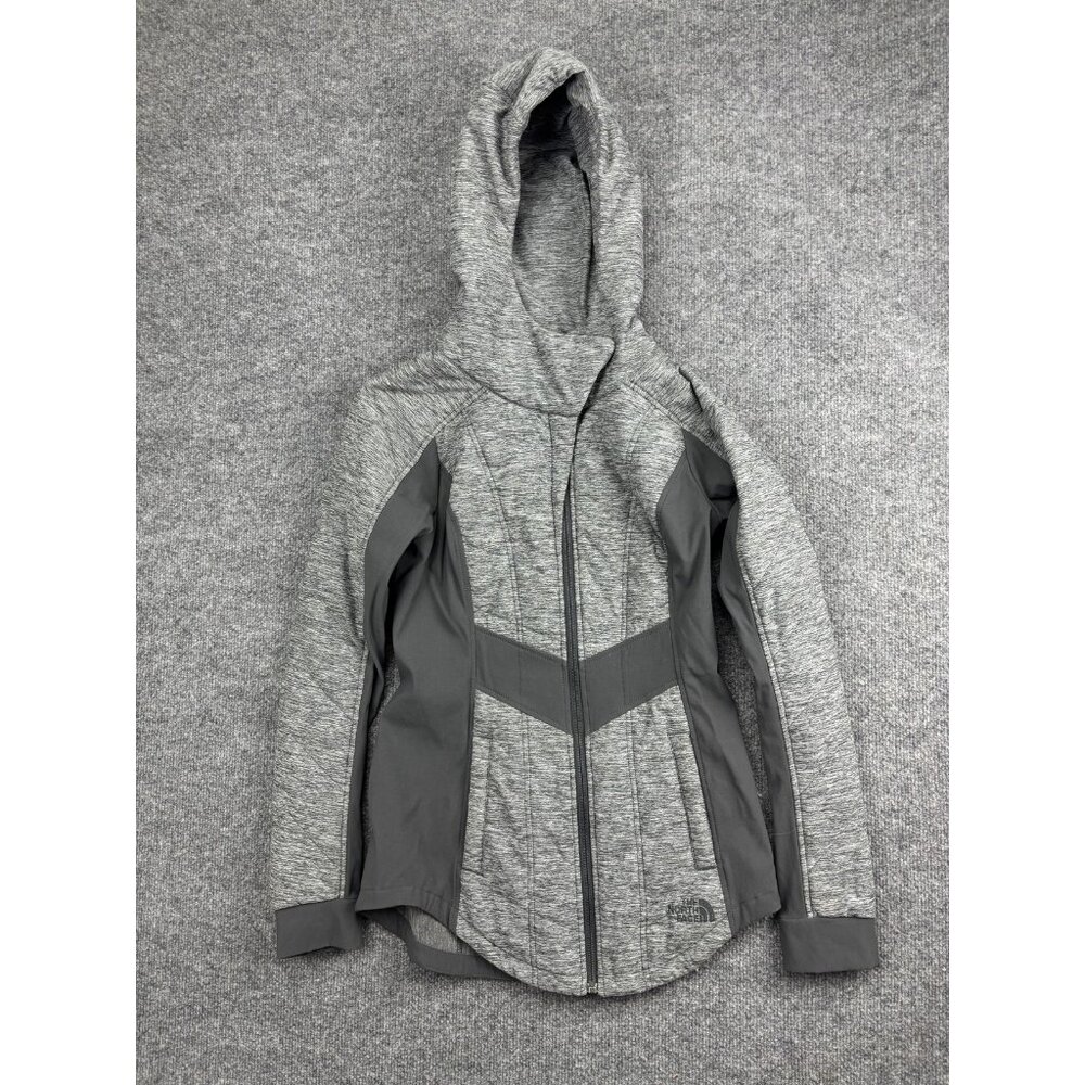 The North Face Jacket Womens XS Gray Hooded Full Zip Hybrid Fleece Softshell TNF